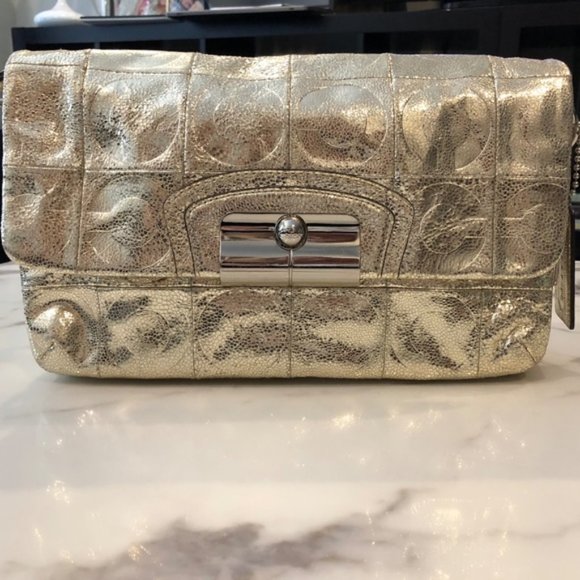 Coach Metallic Kristen Op Art Clutch- RARE! - Picture 1 of 15
